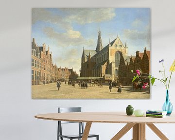 De Grote Markt in Haarlem met de Sint-Baafskerk, Gerrit Berckheyde, de Grote Markt in Haarlem