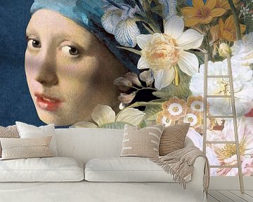 Girl with the Pearl Earring - The Floral Edition II van Marja van den Hurk