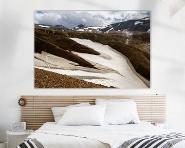 Islande - Paysage montagneux avec des champs de neige
