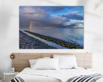 Das Wattenmeer Texel mit schönem Regenbogen von Texel360Fotografie Richard Heerschap