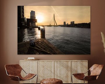 Rotterdam Erasmusbrug zonsondergang van Tom Hengst