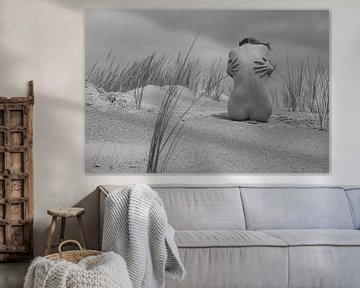 Nude in the dunes between the marram grass by Arjan Groot