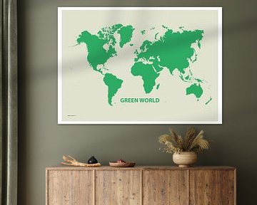 Decoratieve Wereldkaart Green World van Emma Kersbergen