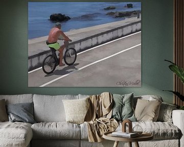 The cyclist on the beach - digitally edited by Christian Mueller