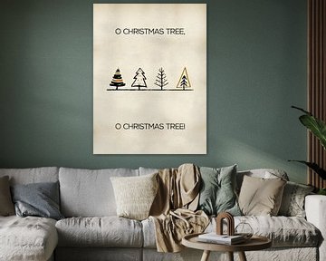 Scandinavische print met kerstbomen in goud en zwart van MDRN HOME