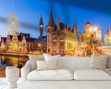 Old town of Gent in Belgium in the evening by Werner Dieterich