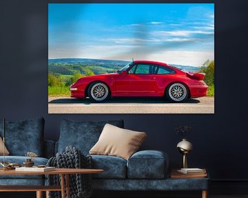 Porsche 911 Turbo in een landelijk landschap van Sjoerd van der Wal