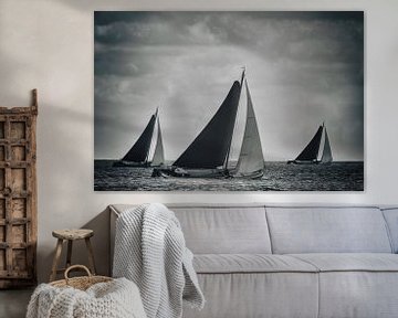 Classic Skutsje sailing ships in black and white by Sjoerd van der Wal Photography