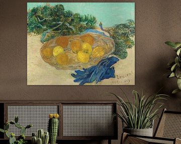 Stilleven met sinaasappels en citroenen met blauwe handschoenen, Vincent van Gogh