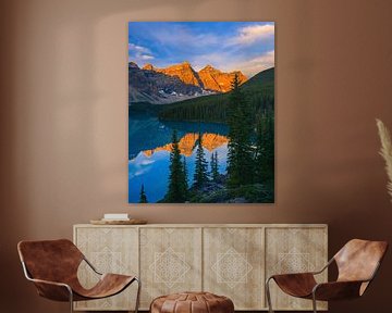 Zonsopkomst Moraine Lake, Alberta, Canada van Henk Meijer Photography