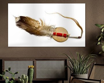 Eagle feather with horse hair as Indian hair accessory isolated on white by Hans-Jürgen Janda