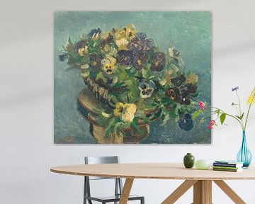 Mand met viooltjes op een tafel, Vincent van Gogh