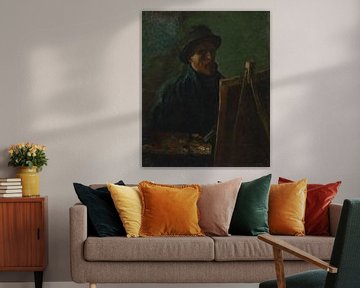 Zelfportret met Donkere Vilten Hoed bij de Schildersezel, Vincent van Gogh