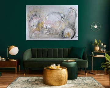 Golden touche Abstract schilderij van Kunstenares Mir Mirthe Kolkman van der Klip