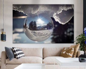 Crystal ball photo in winter landscape during a beautiful sunny day by Mariette Alders