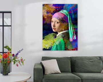 Mädchen mit einem Perlenohrring Abstract von Art By Dominic