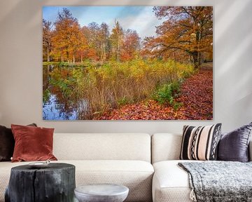 L'automne dans la forêt avec un collier de roseaux colorés