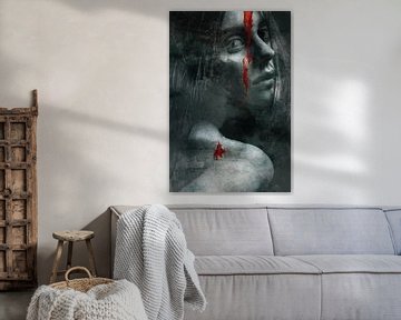 Portrait d'une femme à tache rouge sur Art By Dominic