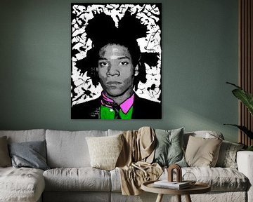 Motif Jean Michel Basquiat - Purpe - Green Splash