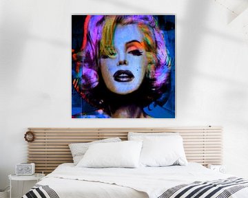Marilyn Monroe Ultra HD Metaal - Street Art Style Blauw van Felix von Altersheim