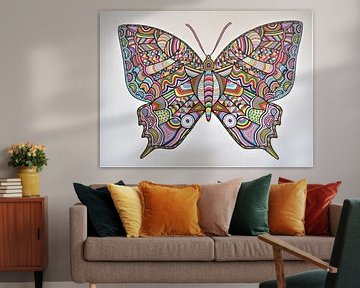 rare papillon, joliment réalisé en acrylique et gouache. très accrocheur et un bijou sur le mur.