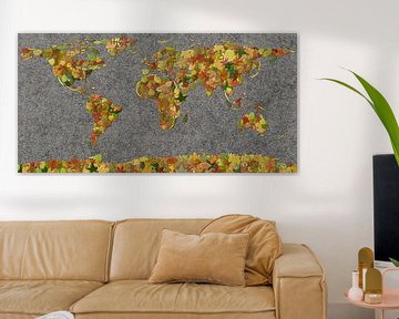 World Map Autumn Leaves