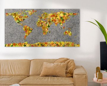 Wereldkaart Herfstblaadjes