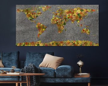 Wereldkaart Herfstblaadjes