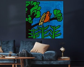 Vogel in boom van Freds Atelier