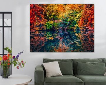 Herbst Wald mit See in Kunst Farben von Mustafa Kurnaz