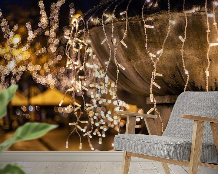 Sfeerimpressie behang: Kerstlichtjes in stad Deventer van VOSbeeld fotografie