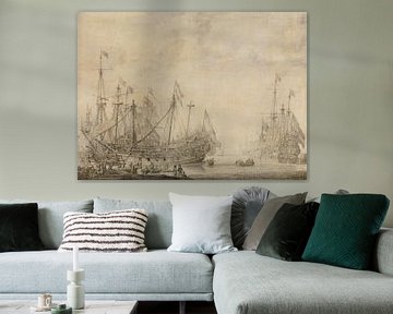 Navires après la bataille, Willem van de Velde