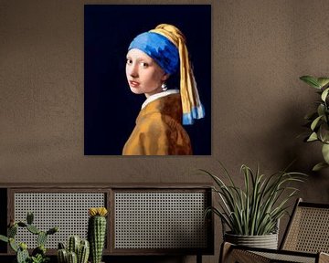 Meisje met de parel van Vermeer -  zonder craquelé van Maarten Visser