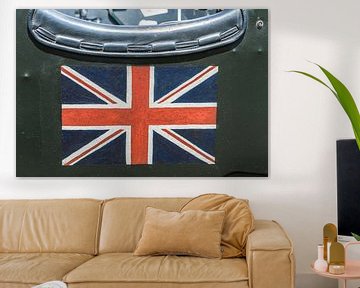 Britse Union Jack vlag op de zijkant van een vintage Bentley uit de jaren dertig van Sjoerd van der Wal