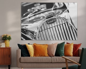 Bugatti Type 57 Berline classic car grille detail in black and white by Sjoerd van der Wal Photography
