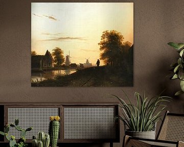 Holländische Flusslandschaft im Abendlicht, Charles Leickert