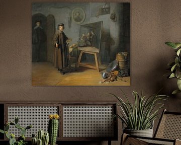 Een schilder in zijn atelier, Rembrandt...