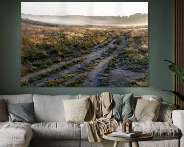 Heathland with mist by Nancy Lamers