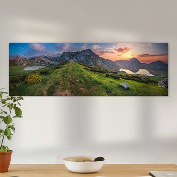 Asturias mountain lake panorama Lagos de Covadonga by Jean Claude Castor