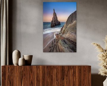 Asturias Beach Playa de Mexota at sunset by Jean Claude Castor