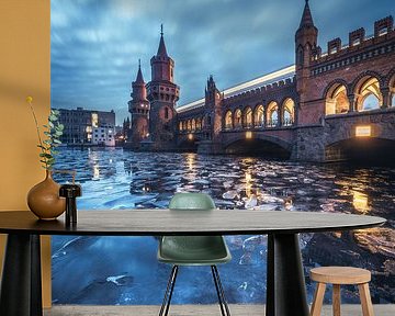 Berlin Oberbaum Bridge in Winter with Icy Spree by Jean Claude Castor