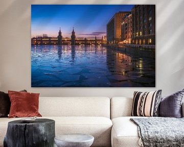 Berlin Oberbaum Bridge Mediaspree in Winter by Jean Claude Castor