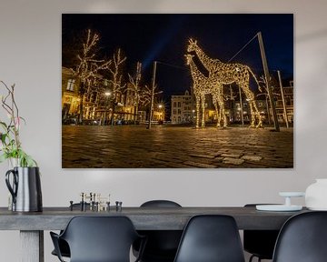 Giraffen Lichtobject in Deventer op plein Grote Kerkhof