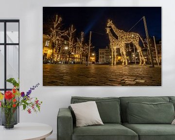 Giraffen Lichtobjekt in Deventer auf dem Platz Grote Kerkhof