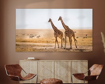 Giraffen op de Masai Mara van Van Renselaar Fotografie