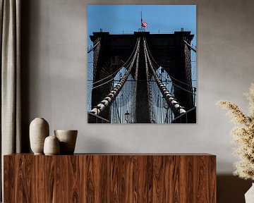 Brooklyn Bridge kabels, New York van Peter Leenen