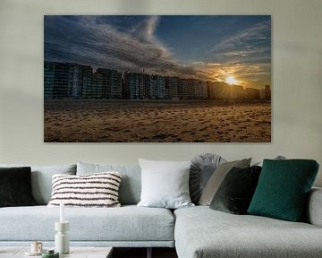 Sunset on the coast of Blankenberge