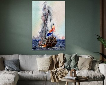 Yacht national "De Utrecht" sur l'Escaut oriental (art) sur Art by Jeronimo