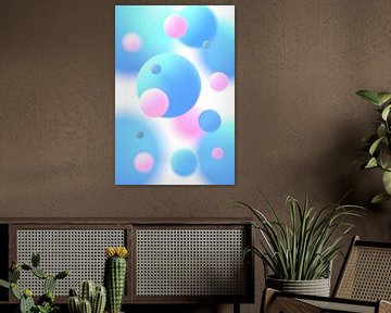 Drijvende ballen blauw en roze van Jörg Hausmann