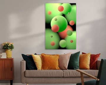 Drijvende ballen oranje en groen van Jörg Hausmann